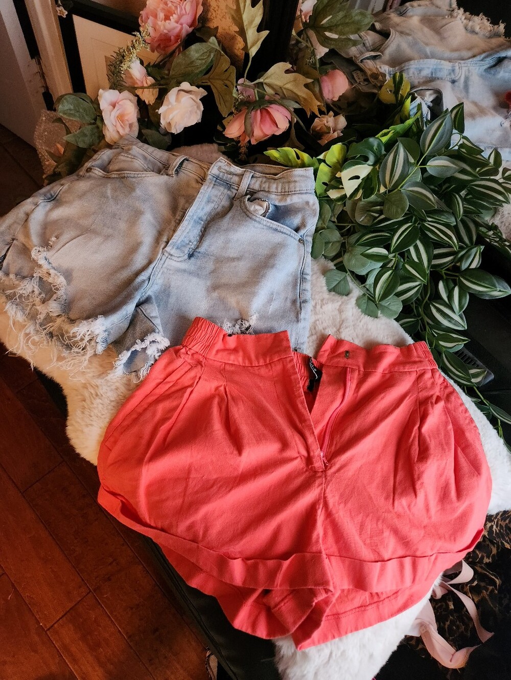 Bright Coral High-Waist Shorts